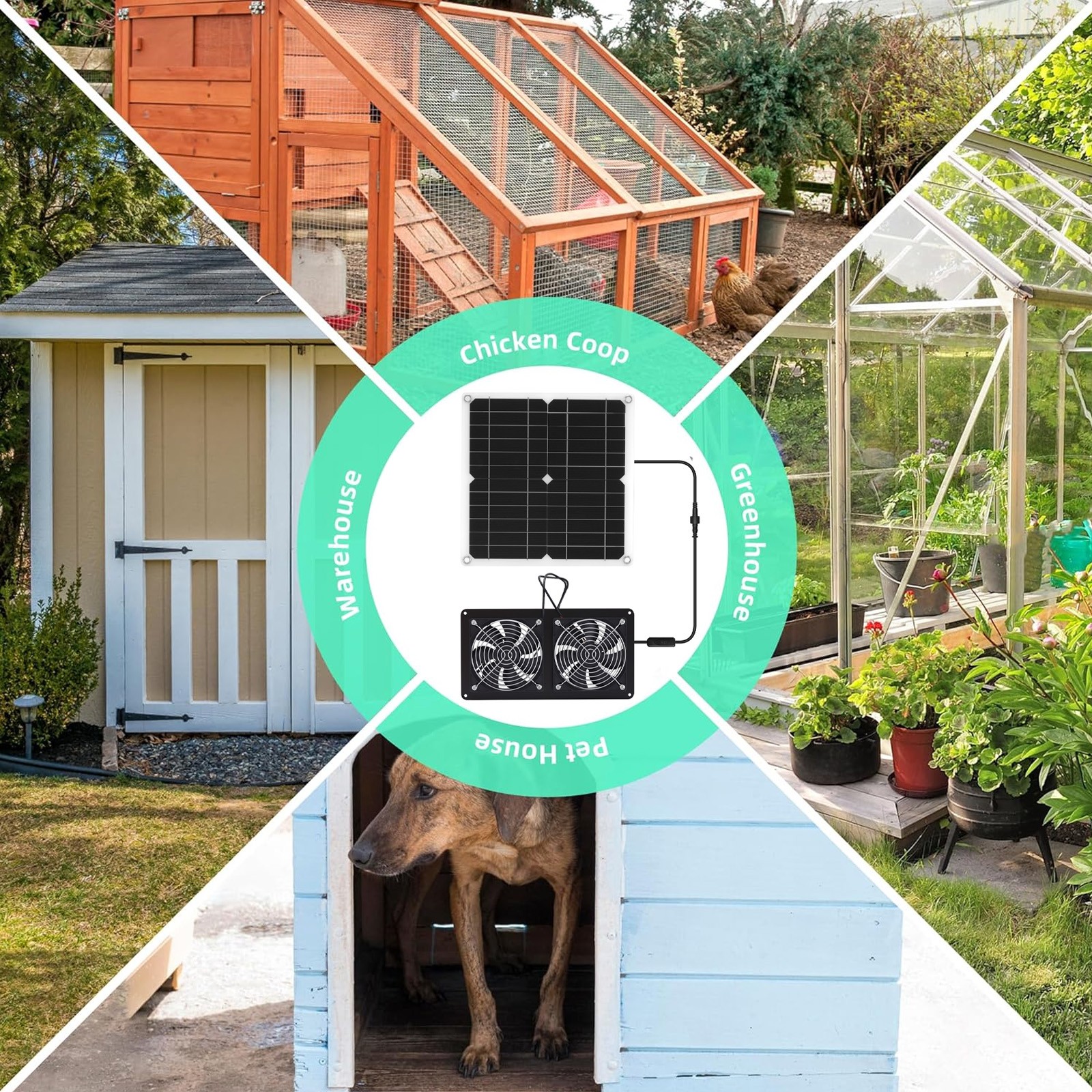 15W Solar Powered Fan/Solar Exhaust Fans for Outside/Solar Greenhouse Fan/Solar