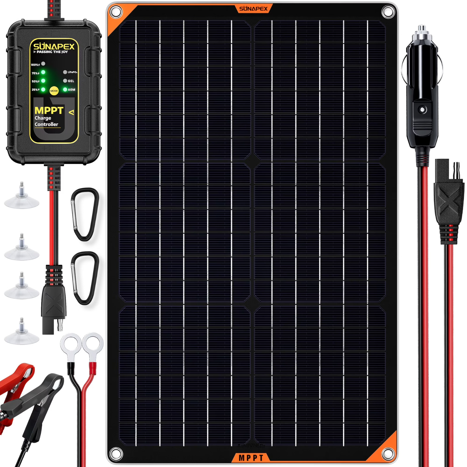 SUNAPEX 30W Flexible Solar Panel with MPPT Charge Controller Solar Battery Char