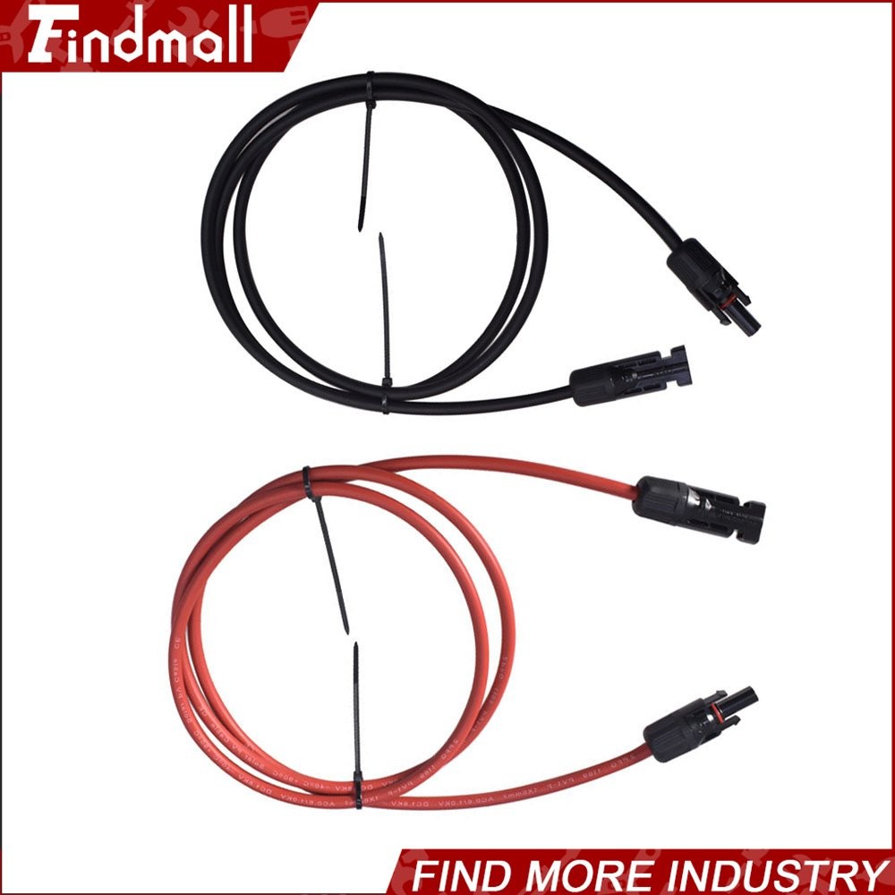 Findmall 1Pair 10ft Black + Red 12AWG Solar Panel Extension Cable Wire Connector