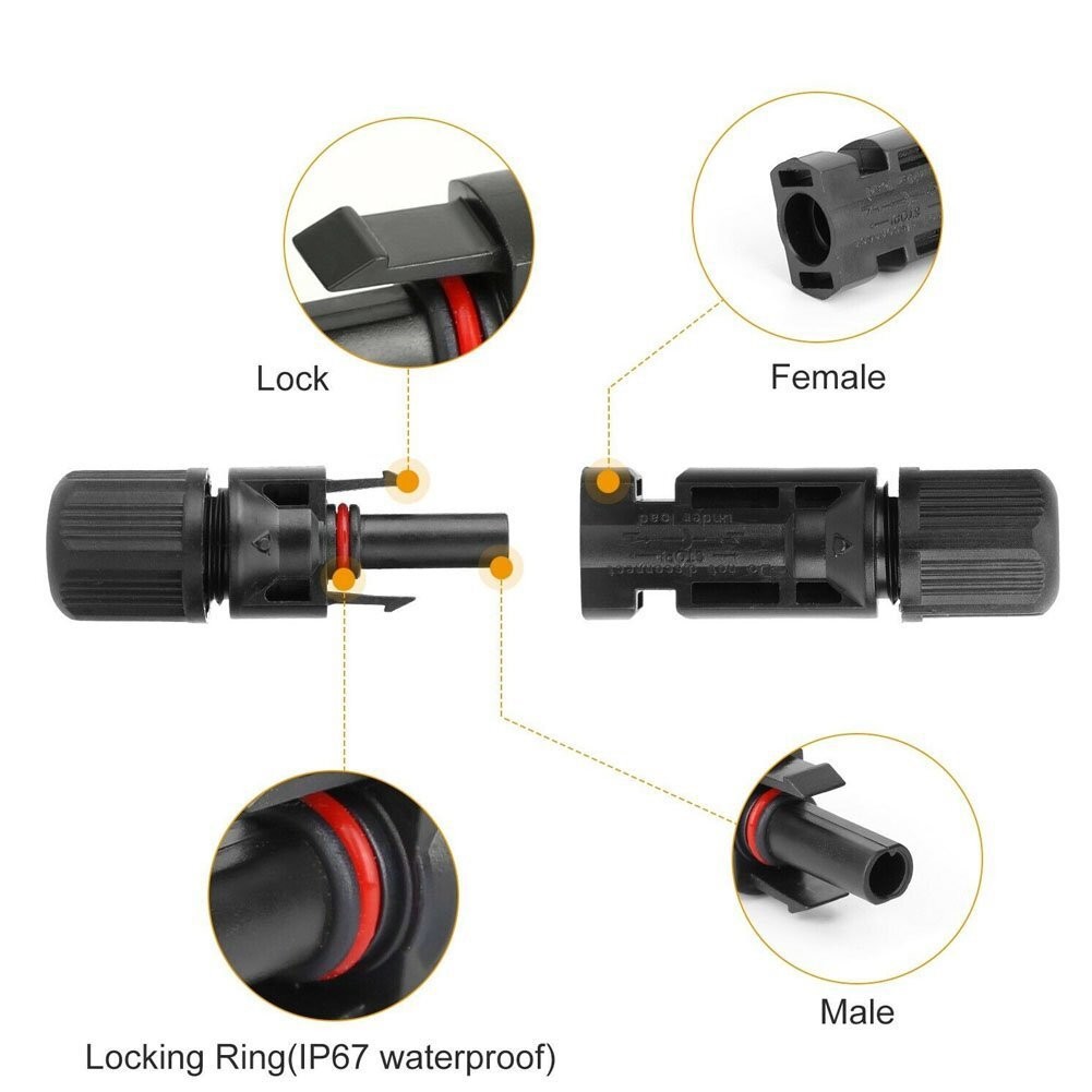 10 Pairs Male Female M/F Wire Cable Connectors Set Solar Panels 30A Waterproof