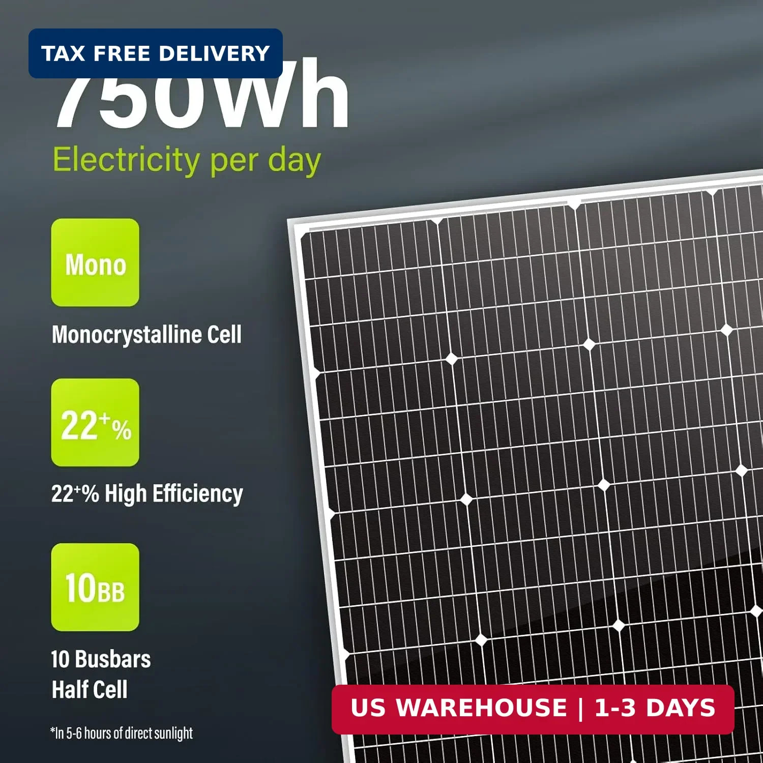 Newpowa 150W(Watt) 10BB Solar Panel Monocrystalline 12V High Efficiency PV Modul