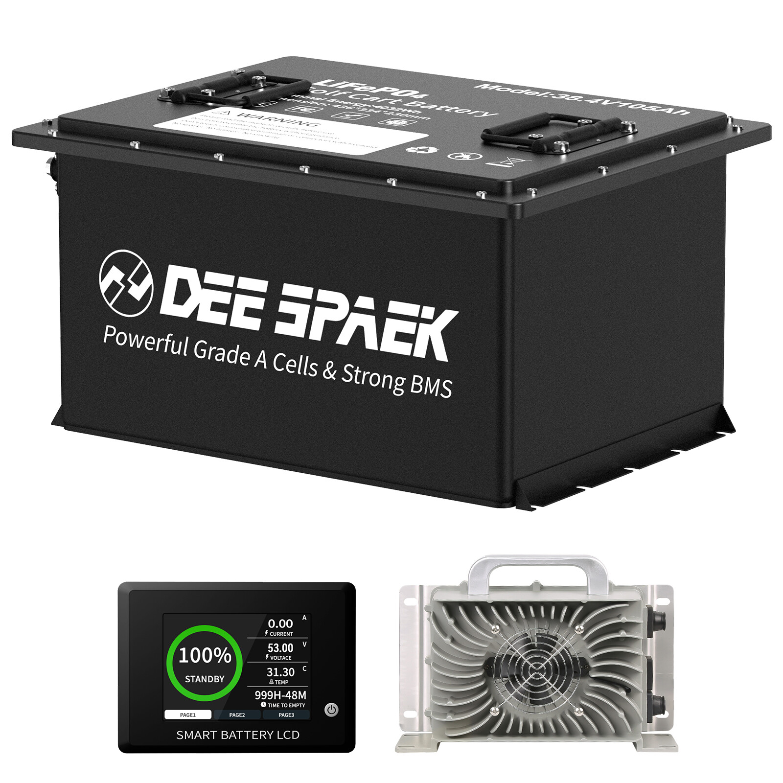 36V 105Ah Battery LiFePO4 Lithium Bluetooth Golf Cart 200A BMS+Monit+20A Charger