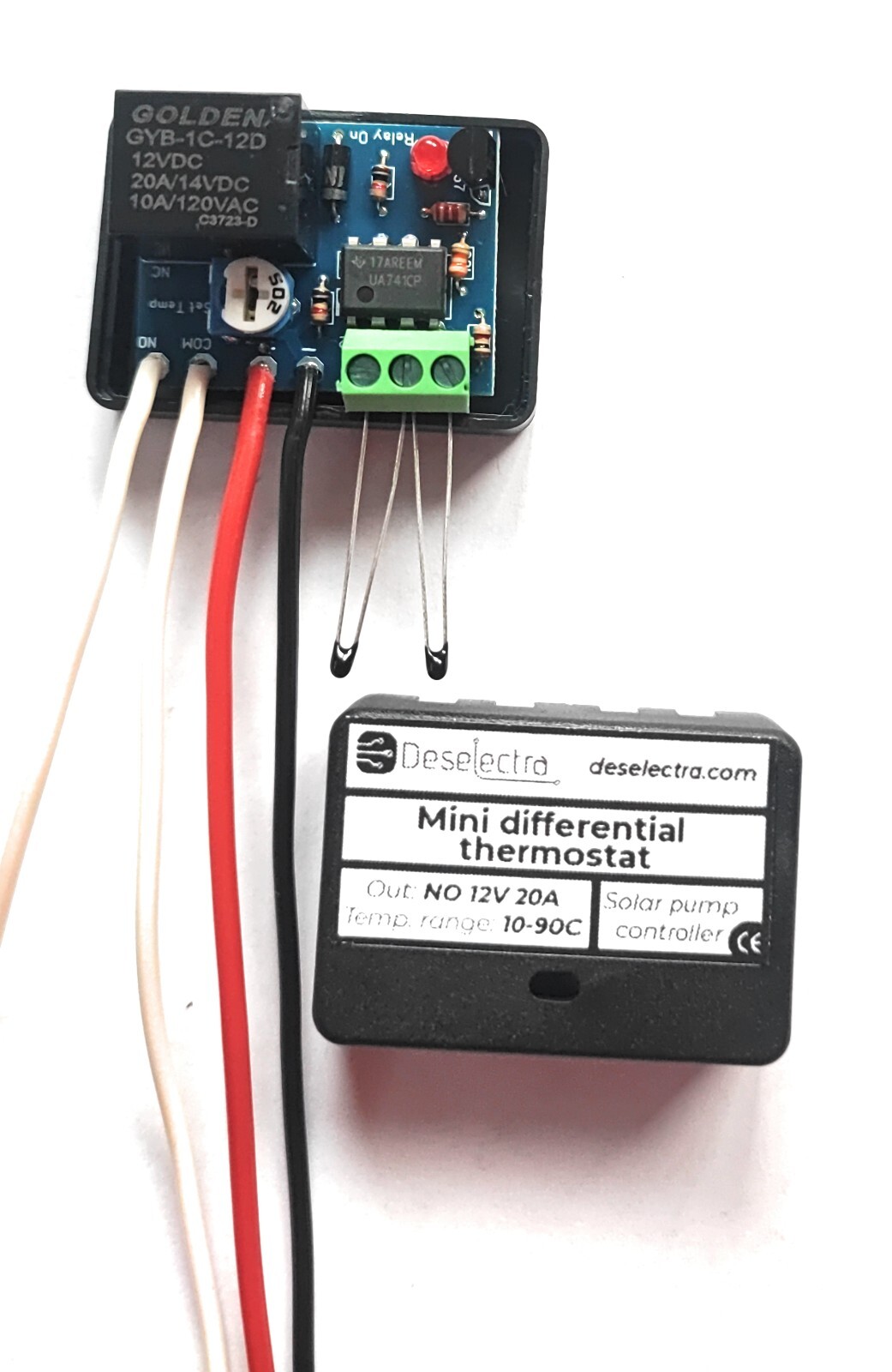 Home Solar Hot Water Heating Pump Controller 12V 10A Box Differential Thermostat