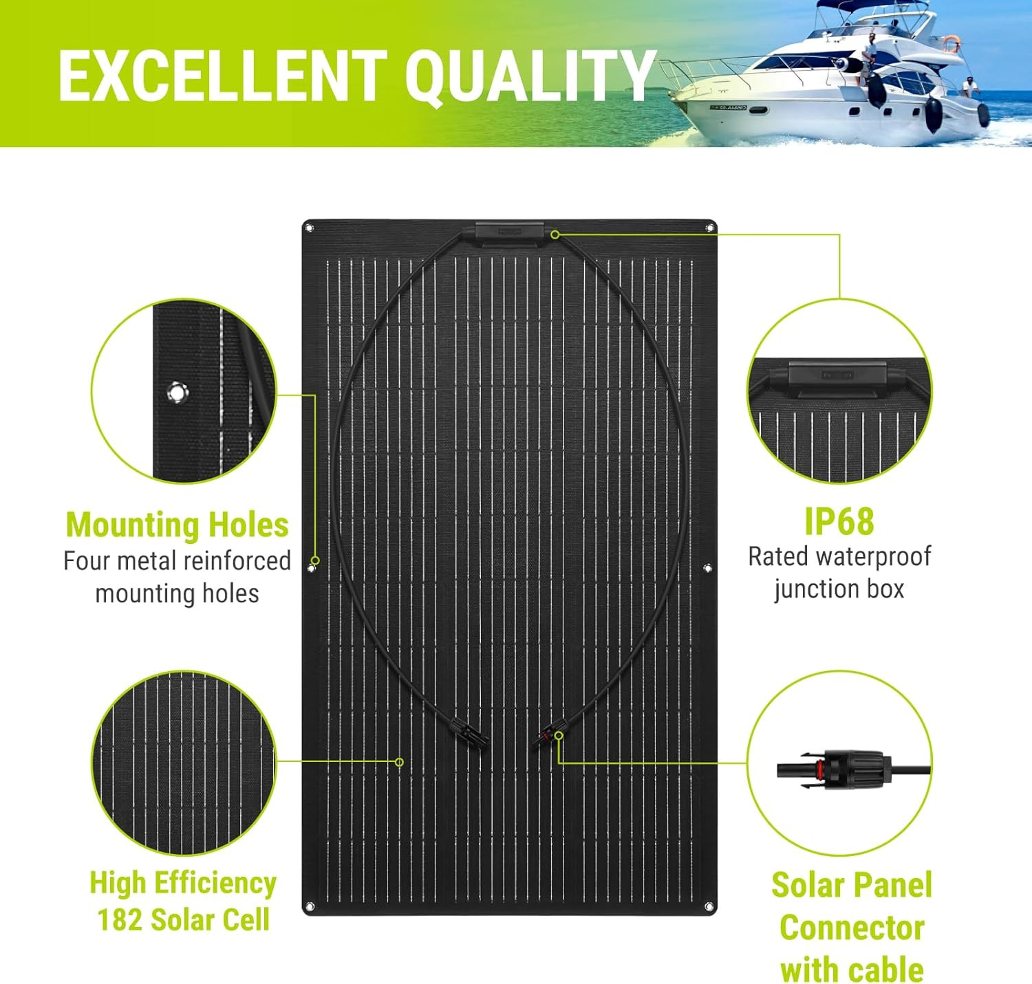 100W Flexible Solar Panel Portable Bendable 12 Volts 10BB Mono Cell for Uneven S