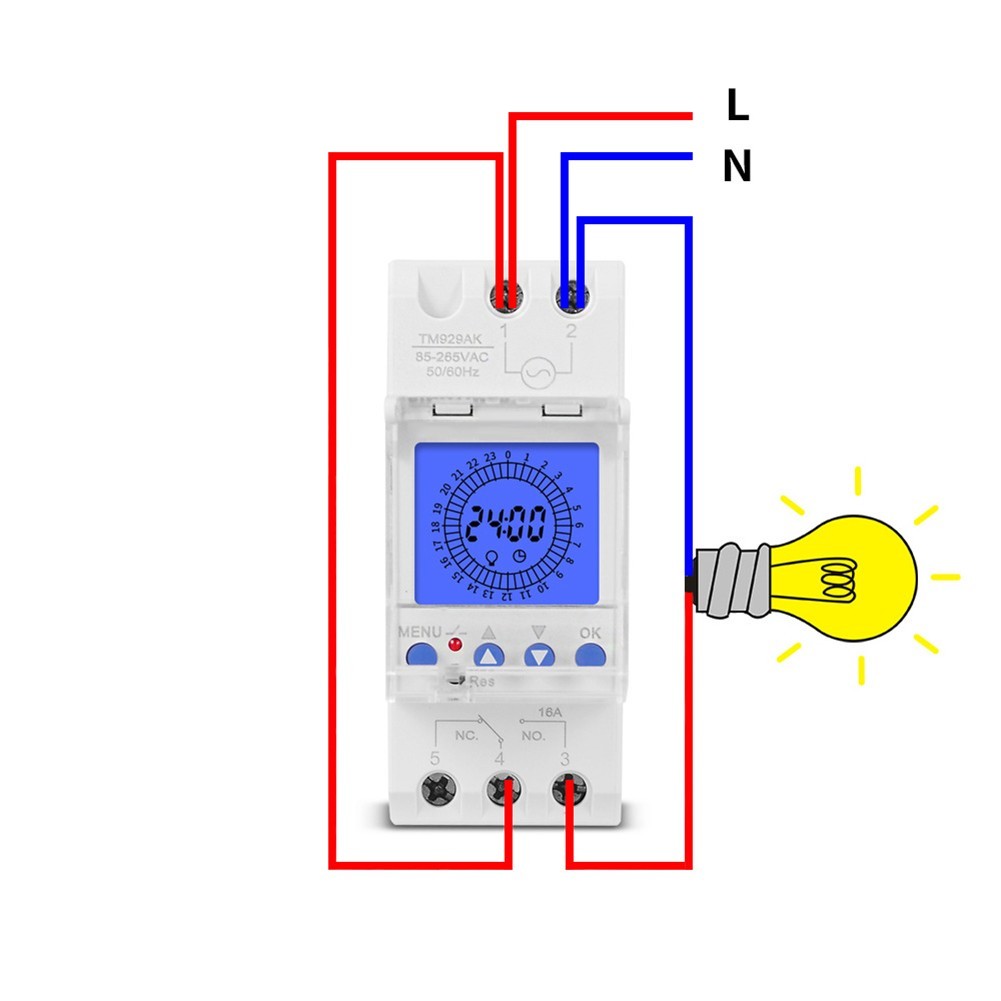 Intelligent Timer Switch 16A 24 Hours Programmable with Backlight LCD Display