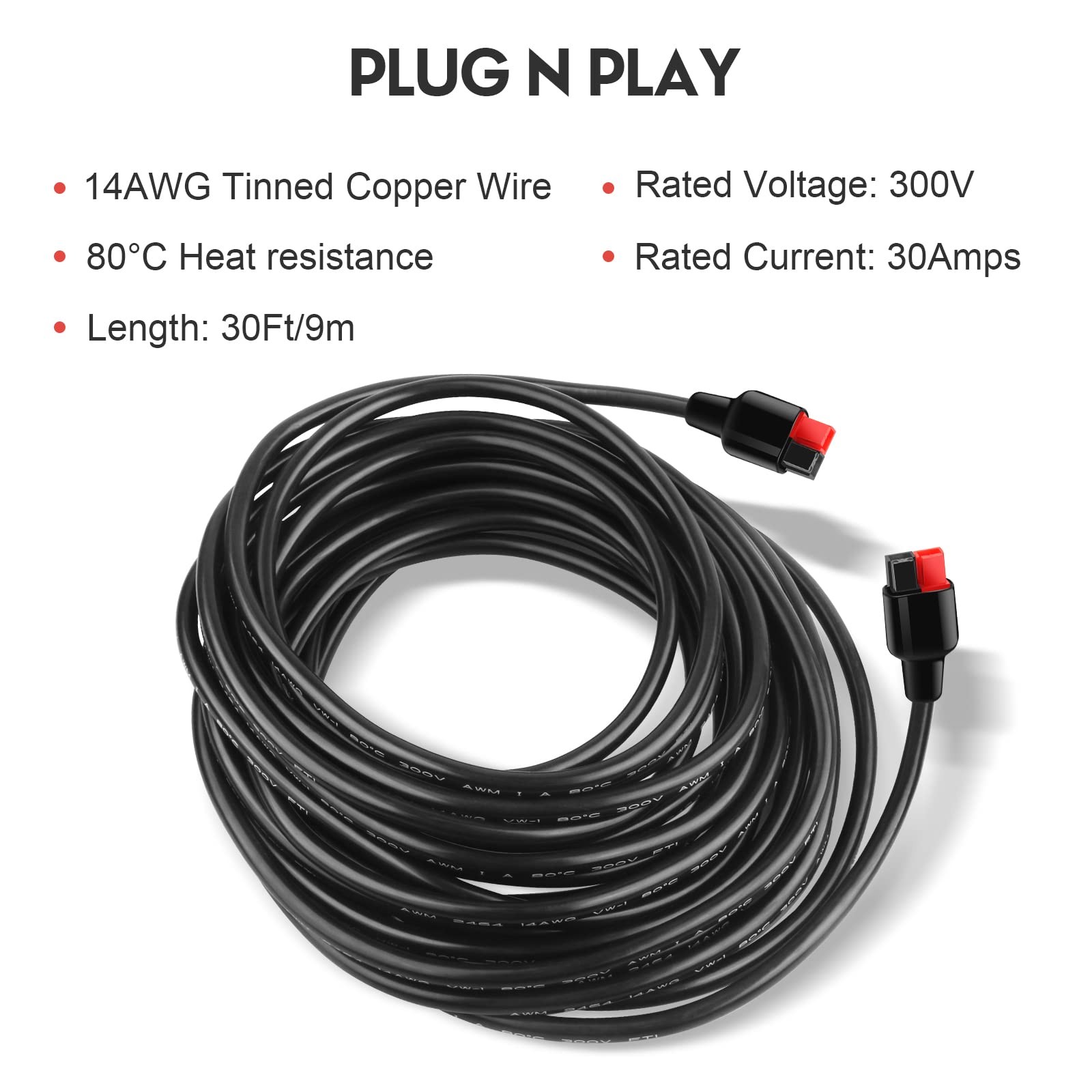 14AWG 30A Extension Cable Solar Extension Cord,30FT