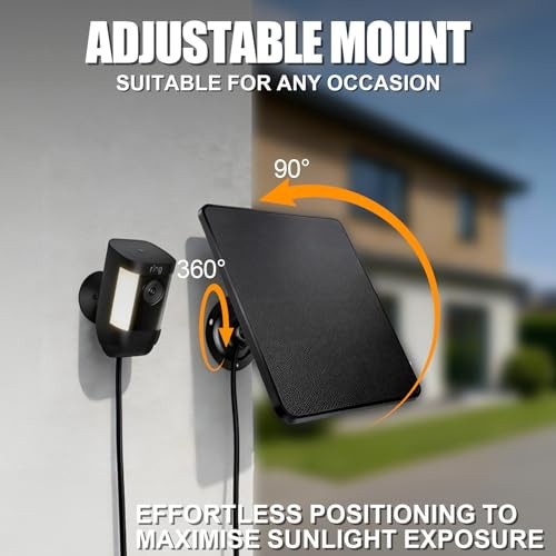 Solar Panel for Ring Camera, 2 Pack 5W Solar Ring Solar Charger Black 2P