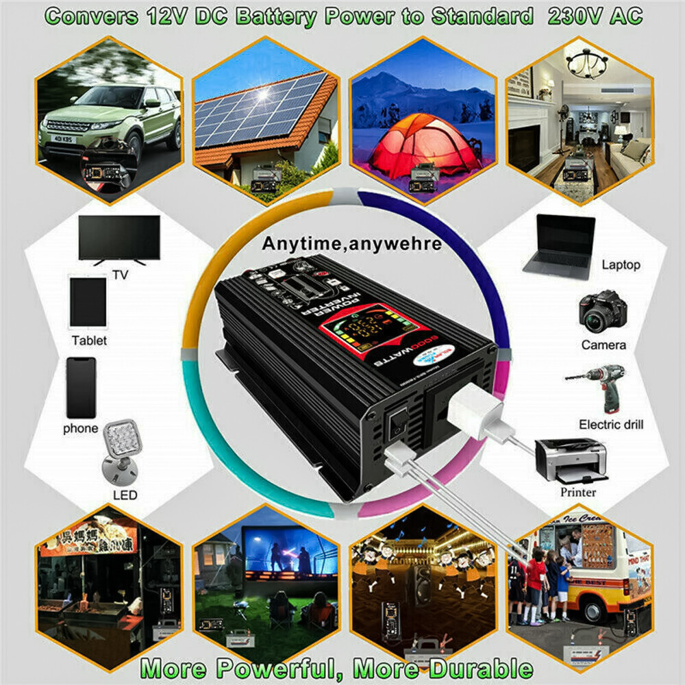 200W Solar Panel Generator Power Bank 6000W Inverter Camping Control Home System