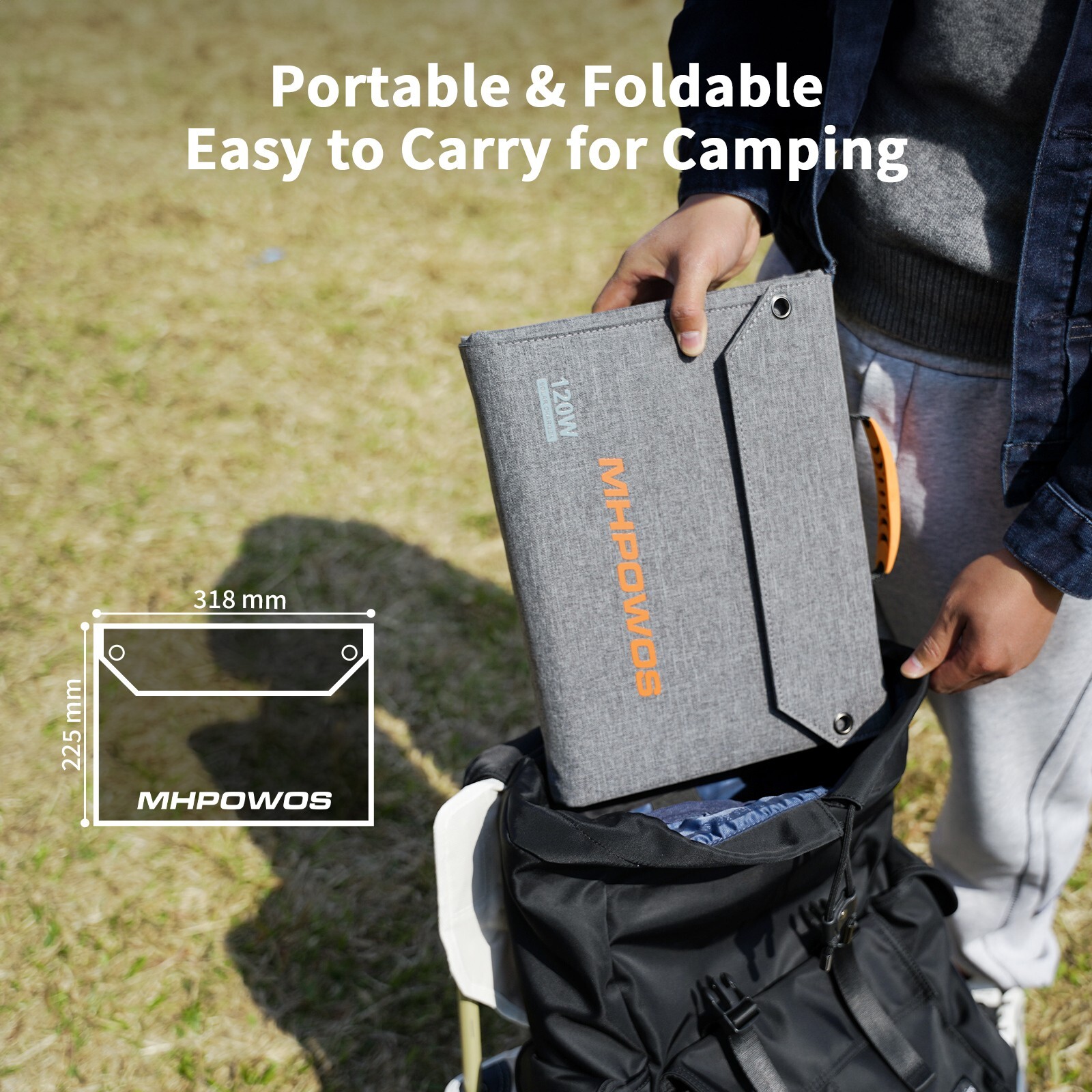 40 80 120 watt Portable Solar Panel Charger with PD3.0 USB-C QC3.0 USB-A Outputs