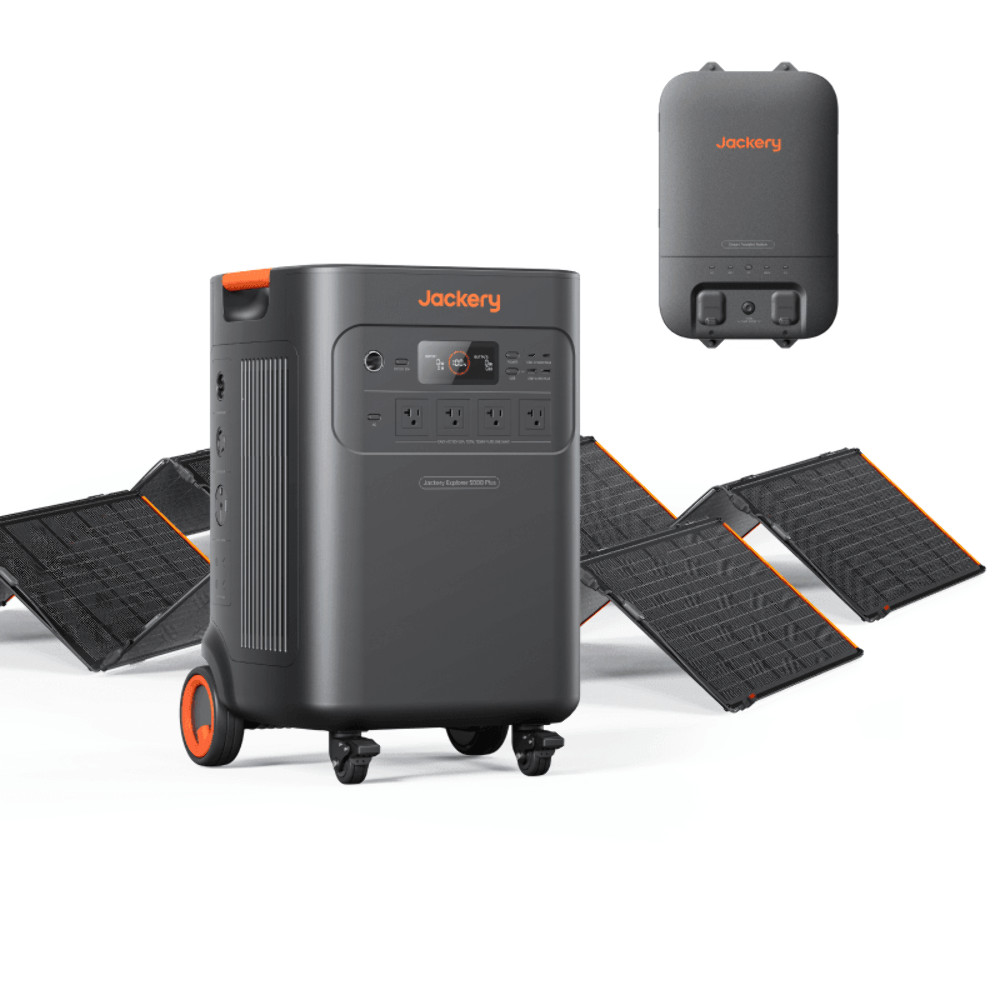 Jackery Explorer 5000 Plus Solar Generator + Qty 2 SolarSaga 500 X + Transfer Sw