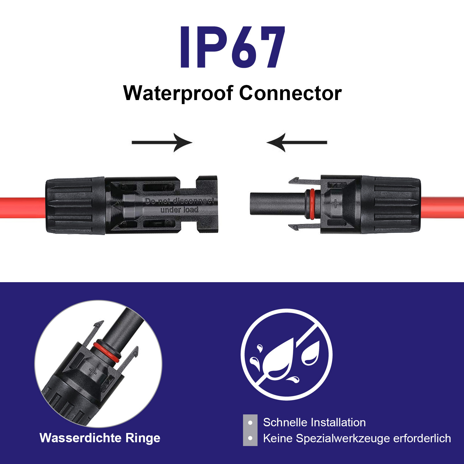 3M-15M Solar Panel Extension Cable Wire Solar Connectors 10 AWG Gauge Black Red