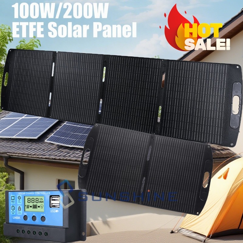 200W 100W Solar Panel 12V Mono Portable High-Efficiency PV for Home/RV/Off-Grid