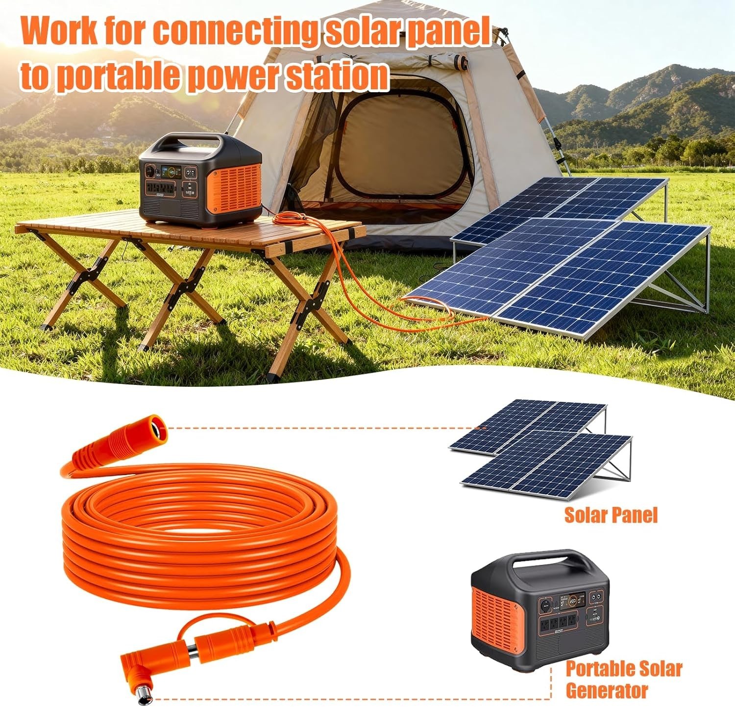 14 AWG Solar Extension Cable 100FT for Jackery, 8mm DC7909 Solar Panel Cable