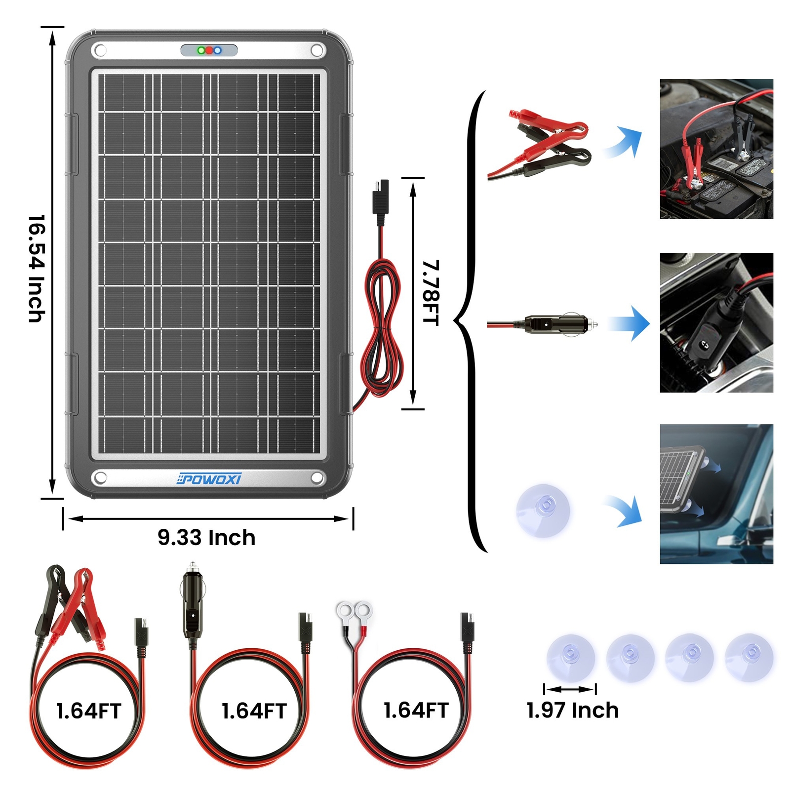 POWOXI NEW Upgraded MPPT 15W Solar Battery Trickle Charger for 12 Volt Car RV