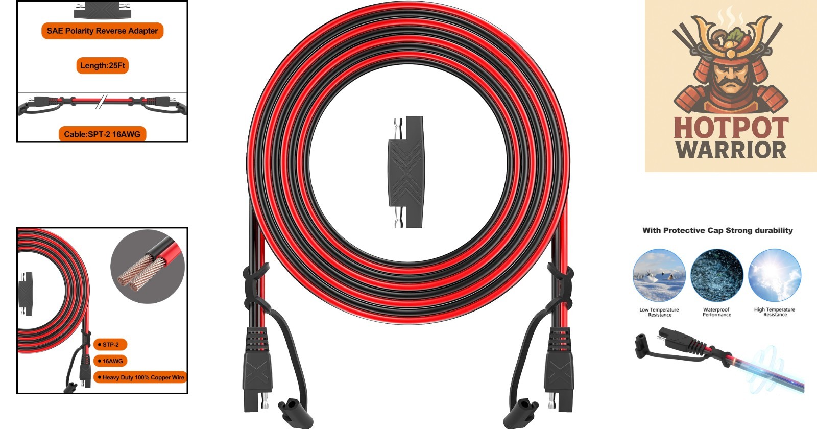 Durable 12FT SAE to SAE Heavy Duty Connector – Perfect for Solar & Automotive