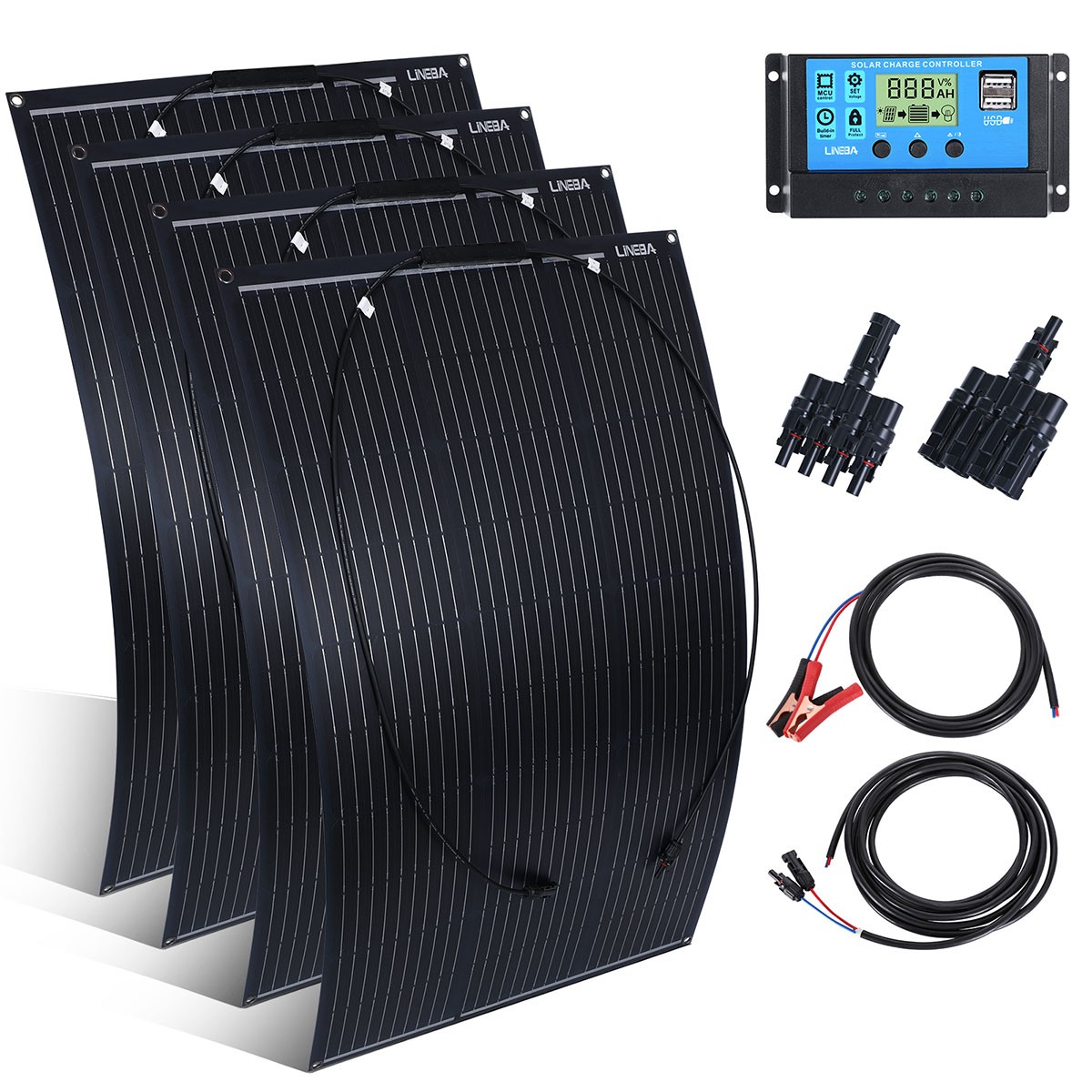 400W 200W Watt Mono Solar Panel 12 Volt Battery Charger Controller RV Home Boat