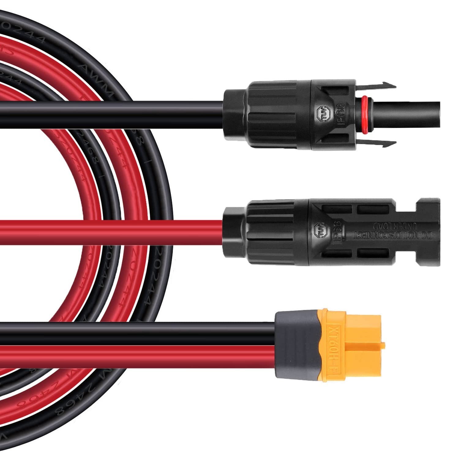 25FT Solar Charge Extension Cable, 12AWG XT60 Adapter for Solar Panels & Power S