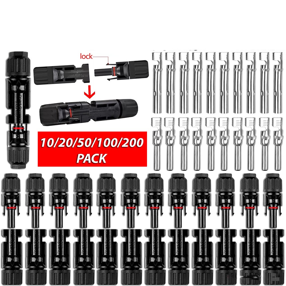 10/20/50/100/200 Pairs Male Female Solar Cable Connectors For DIY Solar Panel US