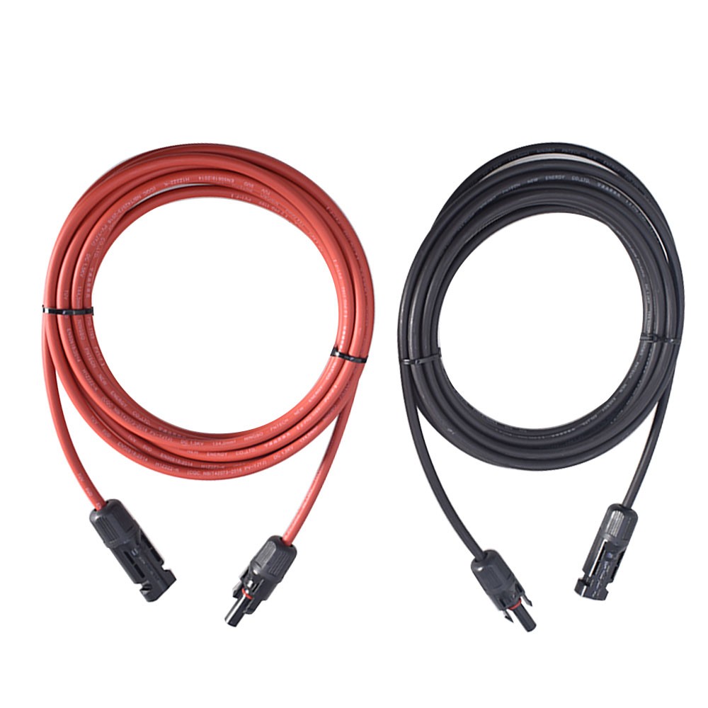 Solar Panel Extension Cable Wire Connector 12AWG 10ft 1Pair Black + Red