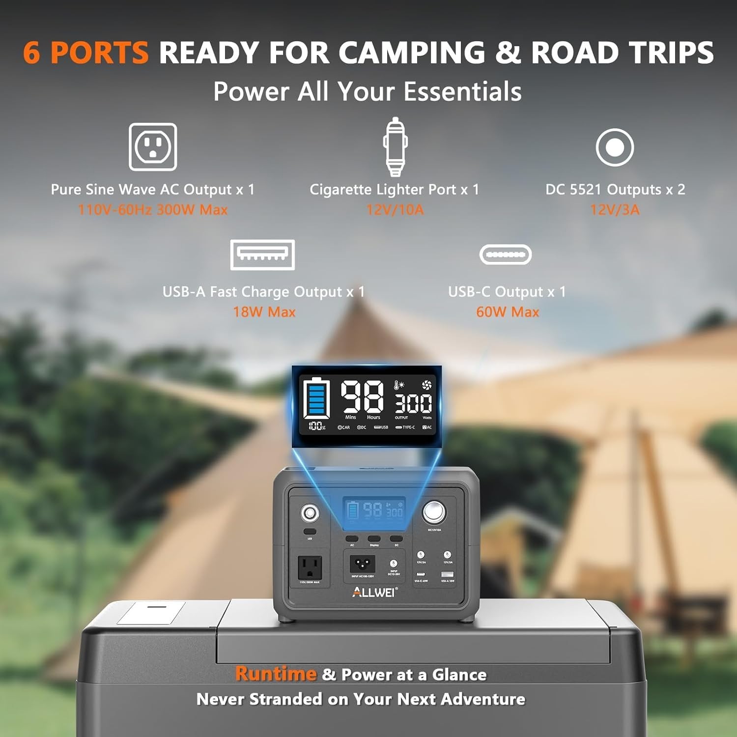 300W Portable Power Station – Reliable 256Wh Battery Bank for Travel & Emergency