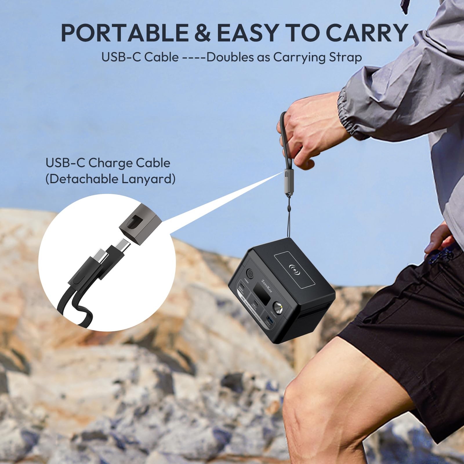 100W Portable Power Station, 96Wh Small Generator 30000mAh LiFePO4 Battery wi…