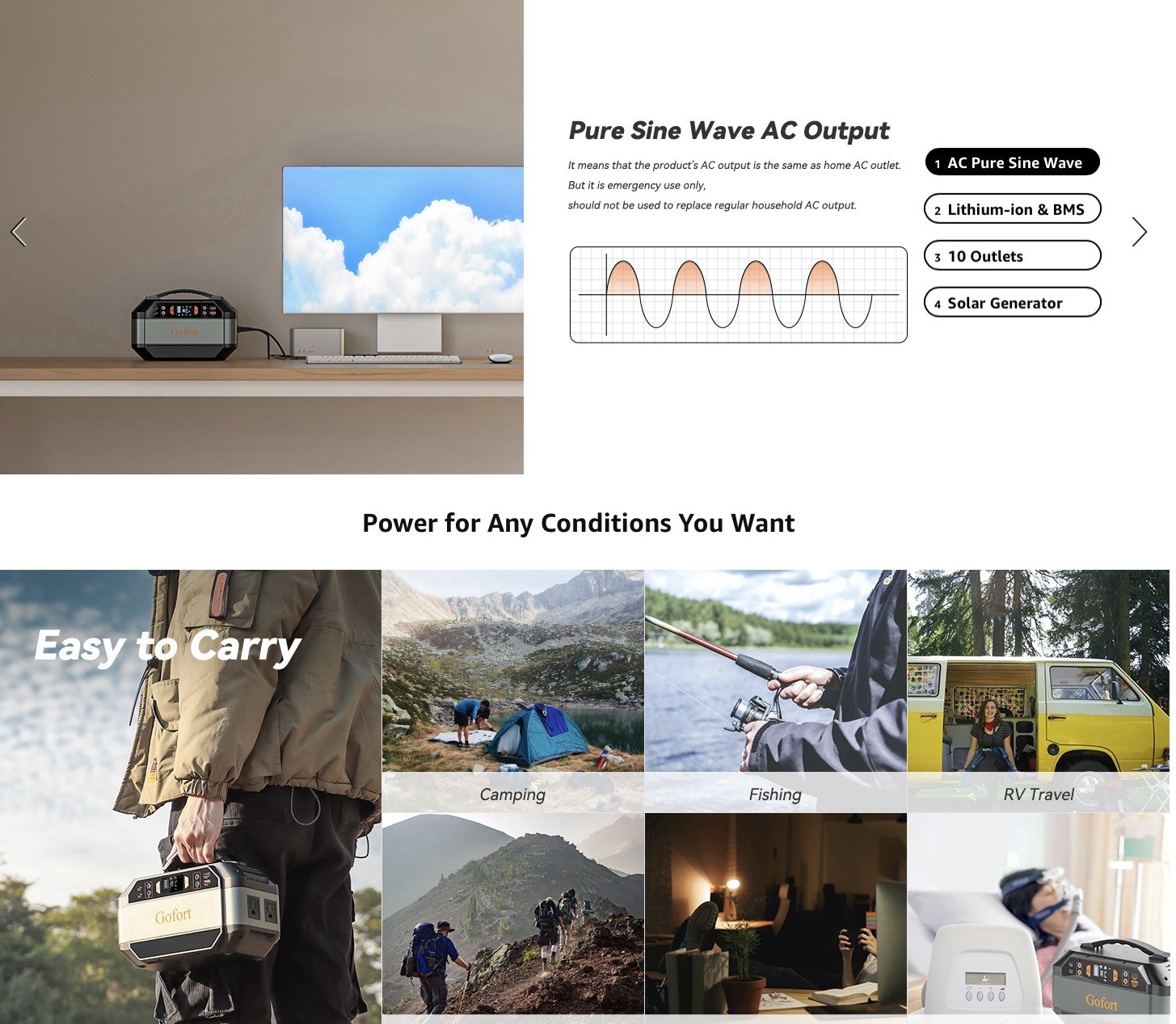 Gofort Portable Power Station 299Wh Plus 60 Watt Gofort Portable Solar Panel