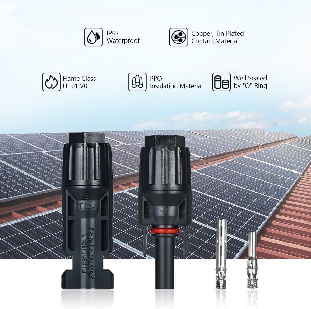5 Pairs Solar Panel Cable Wire Connectors Adapter Male Female Kit Waterproof 30A