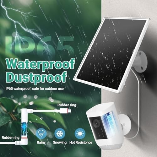 Solar Charger for Outdoor Cameras, 6W USB-C, Waterproof, 16ft Cable