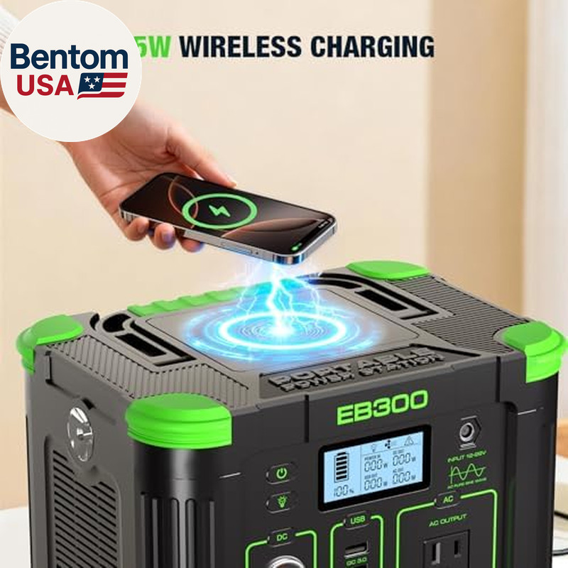 300W Portable Power Station 288Wh Solar Generator with USBC PD 60W, 110V Outlet