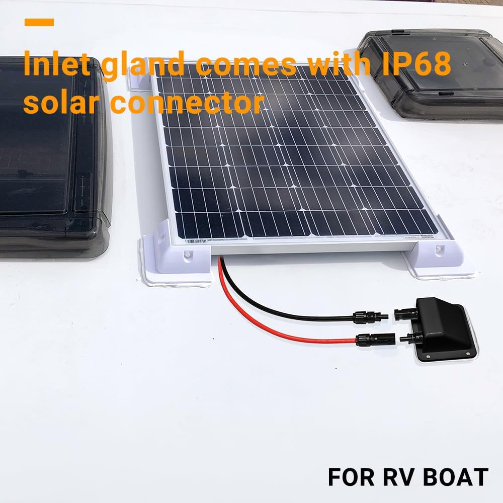 Solar Cable Entry Gland, 1FT 10AWG Soft Solar Extension Cable and Connector, UV