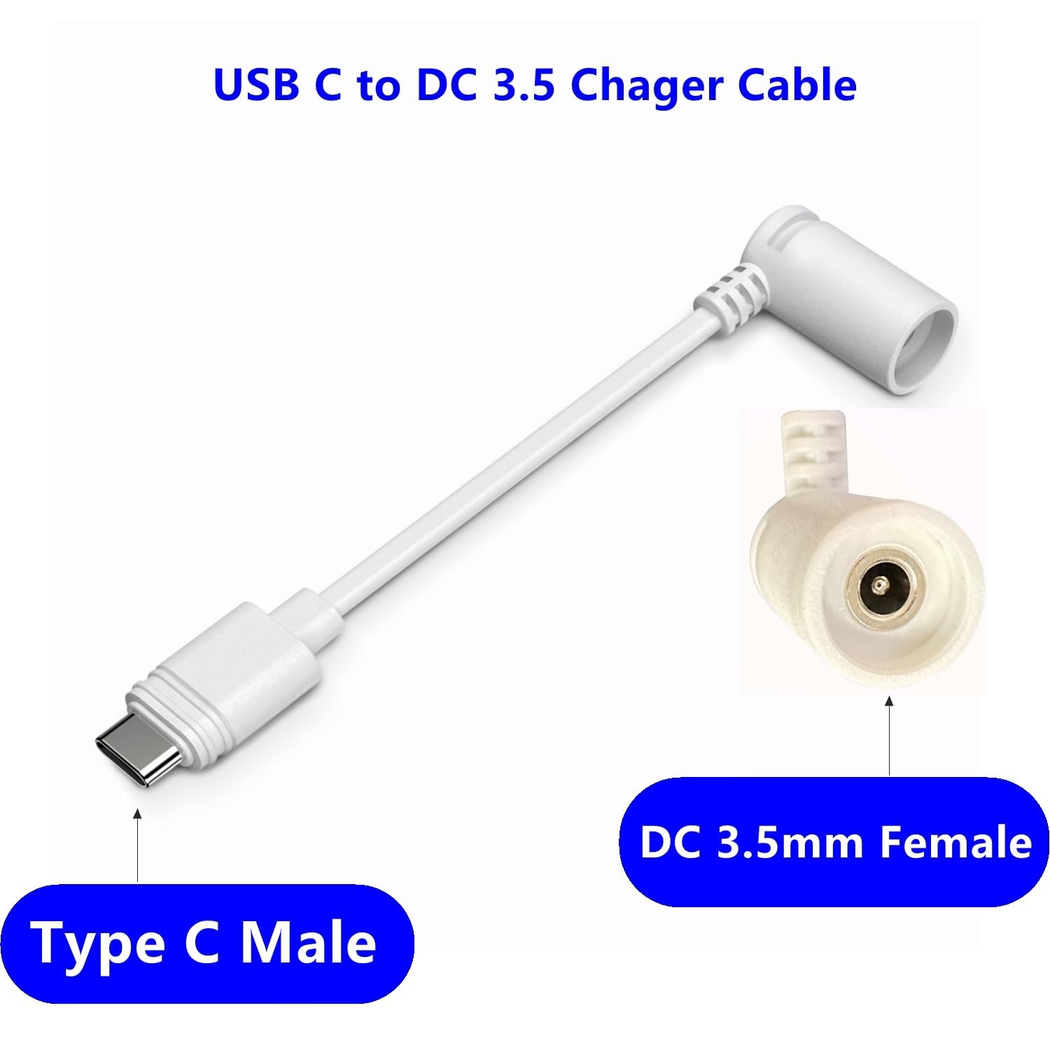 USB-C Adapter White Barrel Plug for 1st Gen, Super Solar Panel, Spotlight Cam