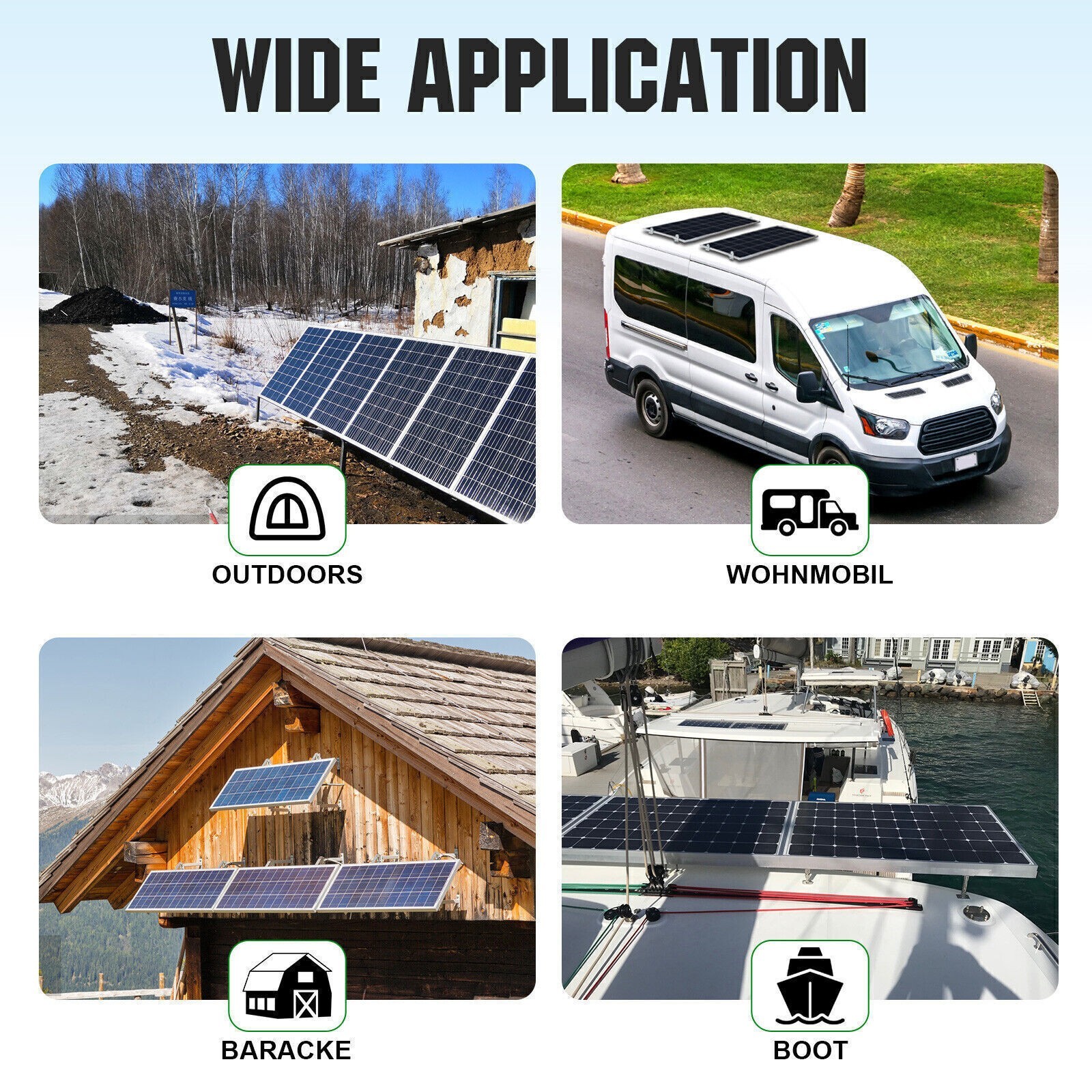 200 Watts Monocrystalline Solar Panel 12 Volts Shed Boat Yacht Camper Off Grid