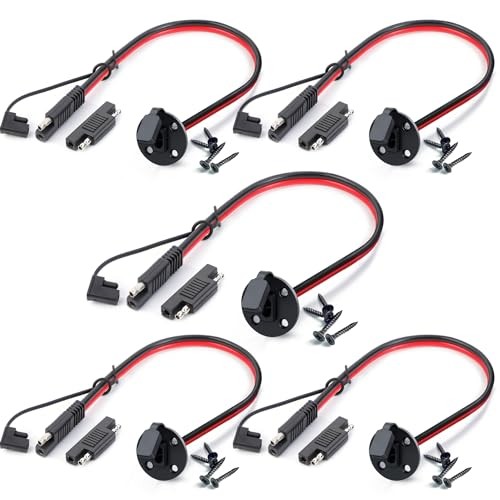 5 PCS – 2 Feet of 2 Pin SAE Socket Sidewall Port 10 AWG – 5 Pack (2 FT-10 AWG)