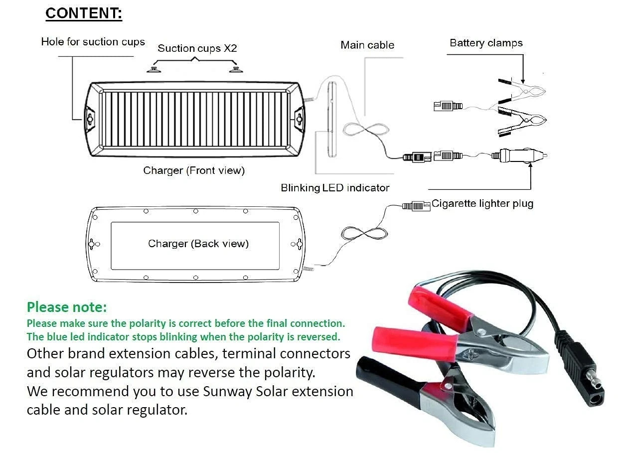 Car Battery Trickle Charger & Maintainer, 12V Solar Panel with Cigarette Plug