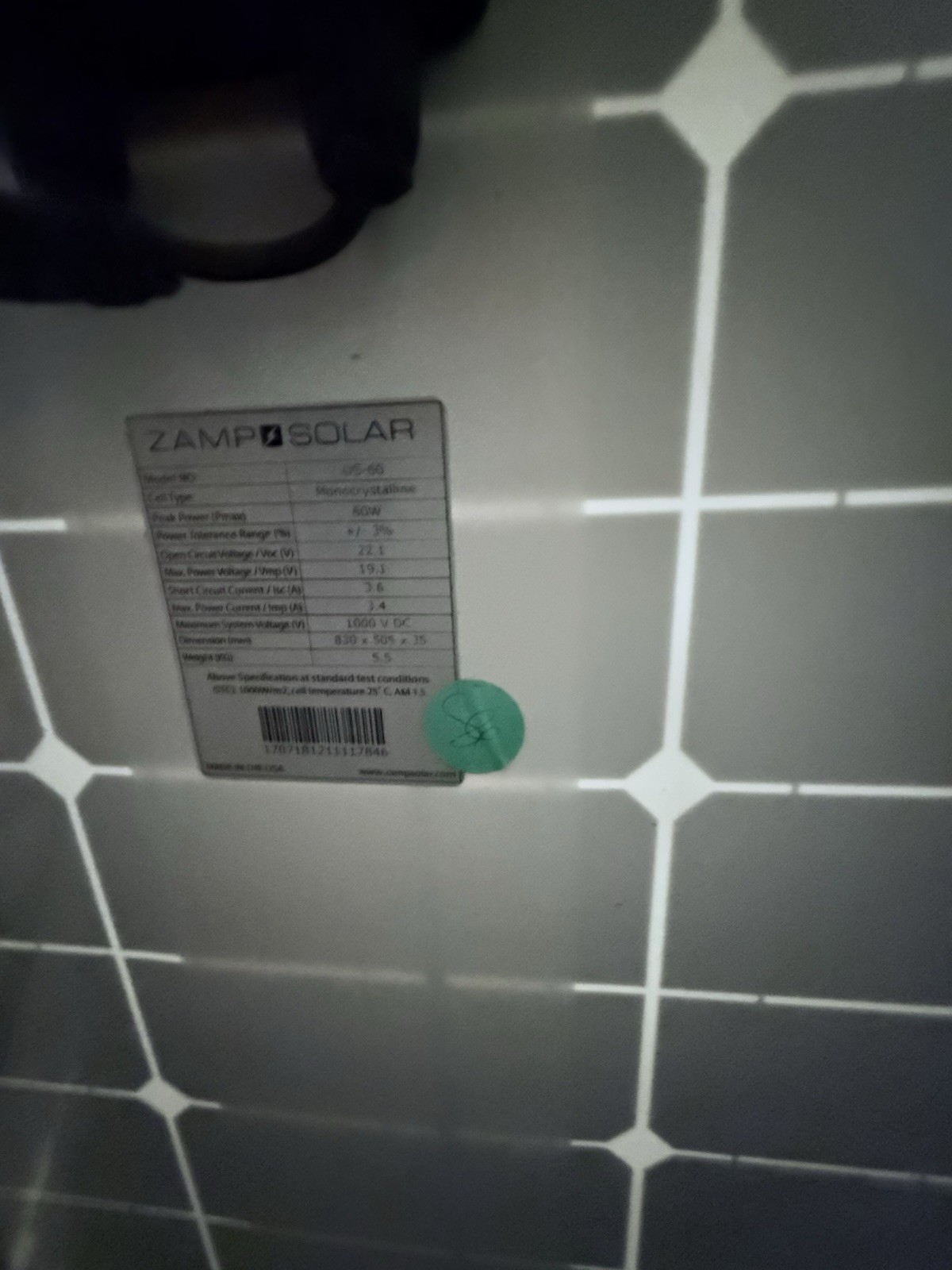 Zamp 60 Watt Solar Monocrystalline Panel