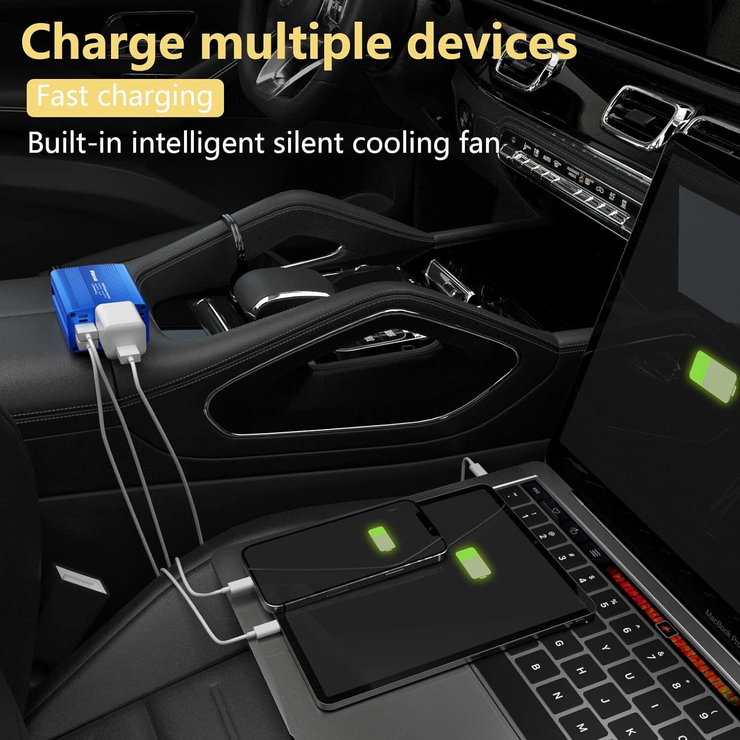 150W Car Power Inverter DC 12V to 110V AC Converter with 3.1A Dual USB Power