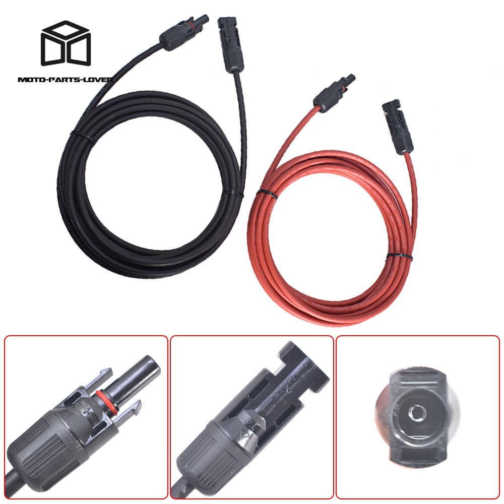 1 Pair 10 Feet Black And Red Solar Panel Extension Cable Wire Connector 12AWG