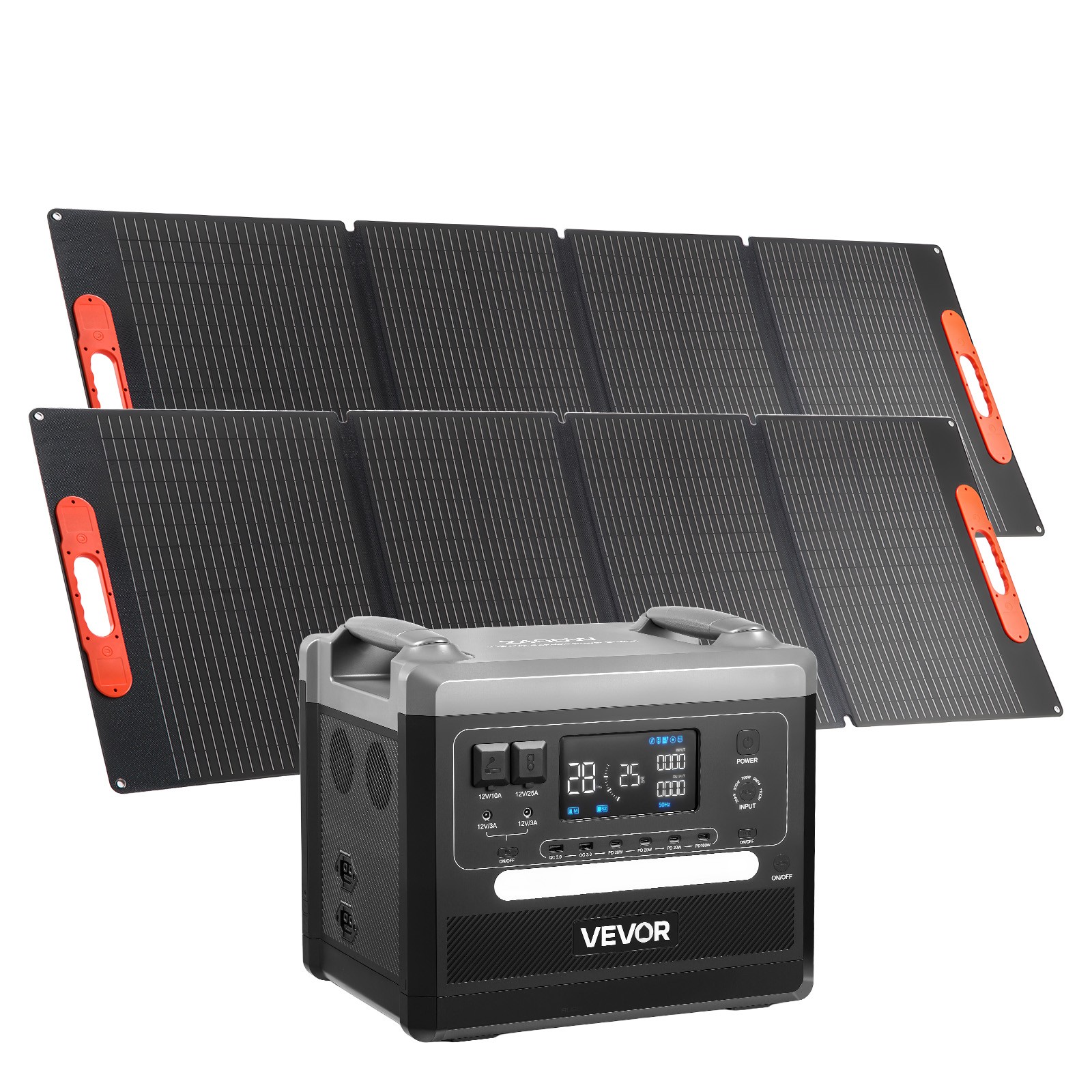 VEVOR Portable Power Station 2400W 2160Wh with 2PCS 200W Foldable Solar Panels