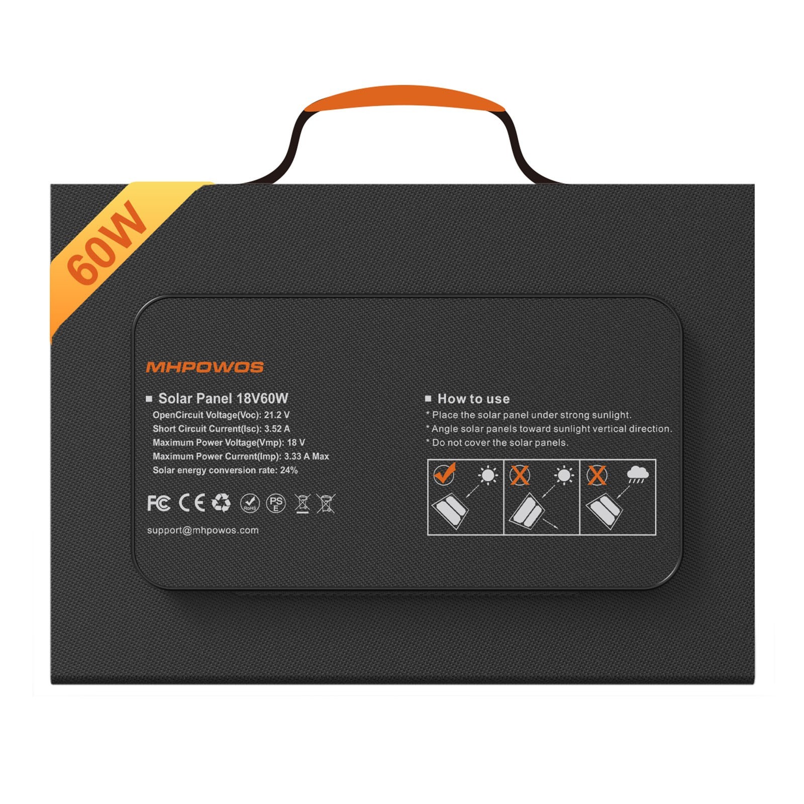 USB Solar Panel 60 Watt Portable Solar Bag for Anker 521 Power Station Charging
