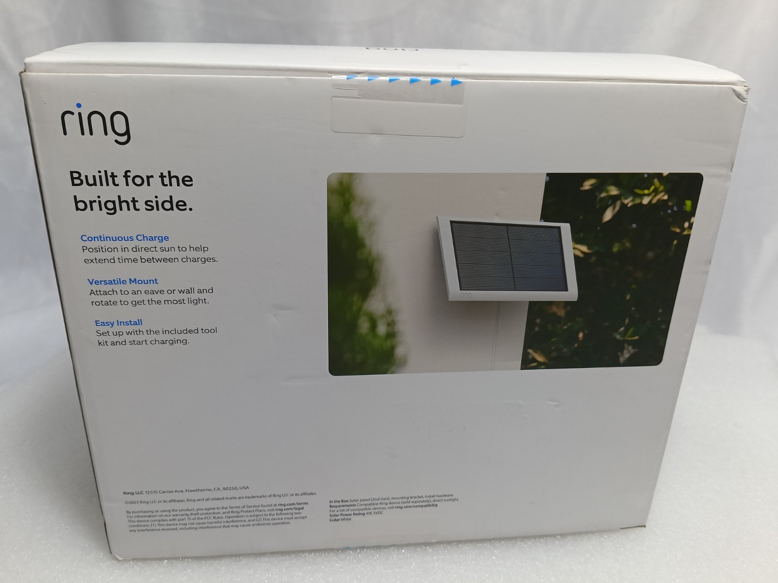Ring 2nd Generation Solar Panel for Select Ring Cameras White USB-C NEW/OPEN BOX