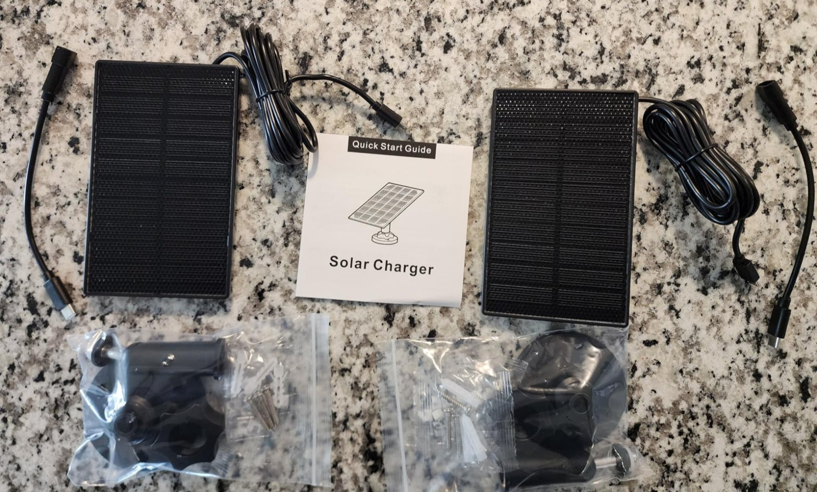 2 Pack 2W Solar Panel for Security Camera USB USB-C IP65 7.2ft Cable Black USNew