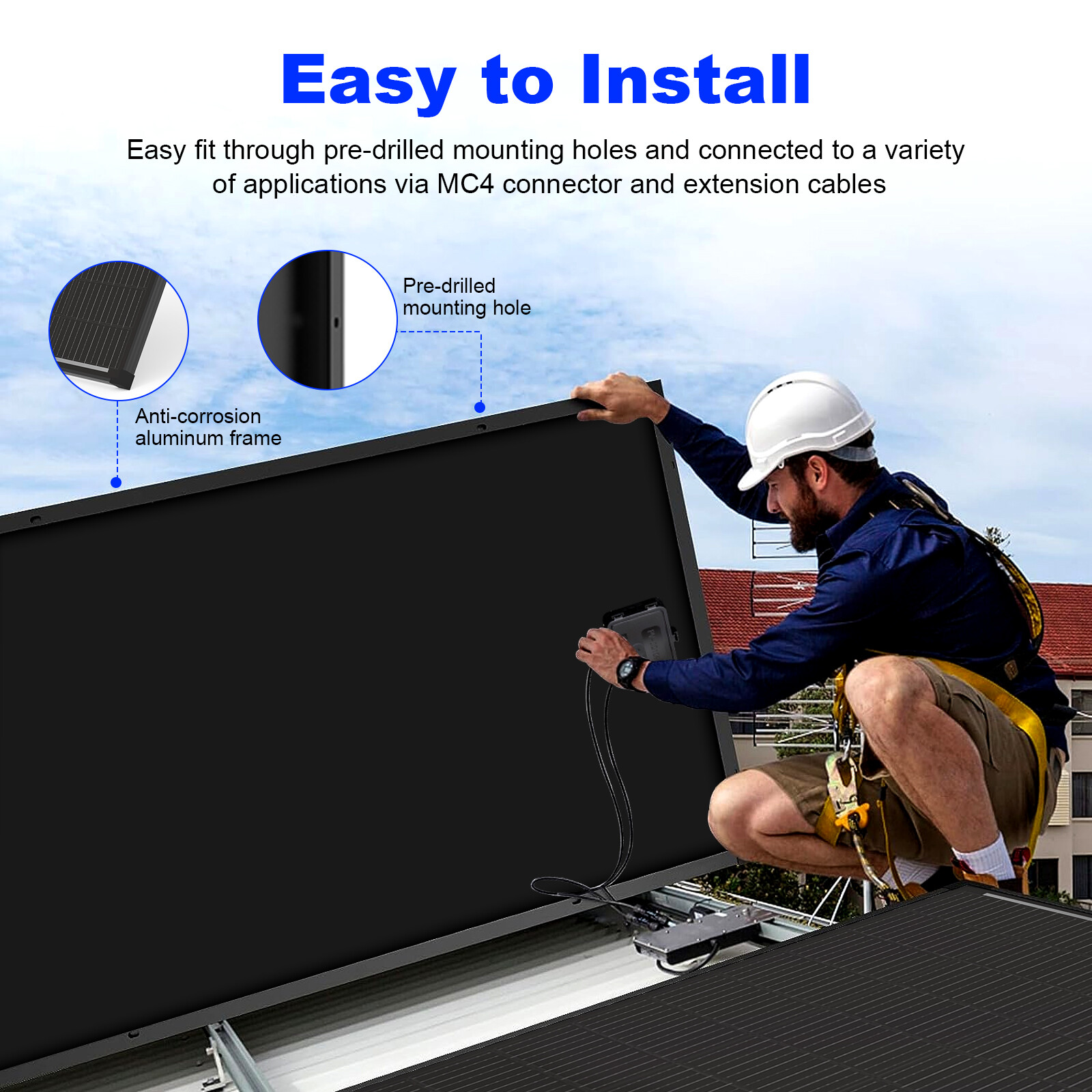 200W Watt Solar Panel 12V Mono Battery Charging Home Boat Camping RV Off Grid