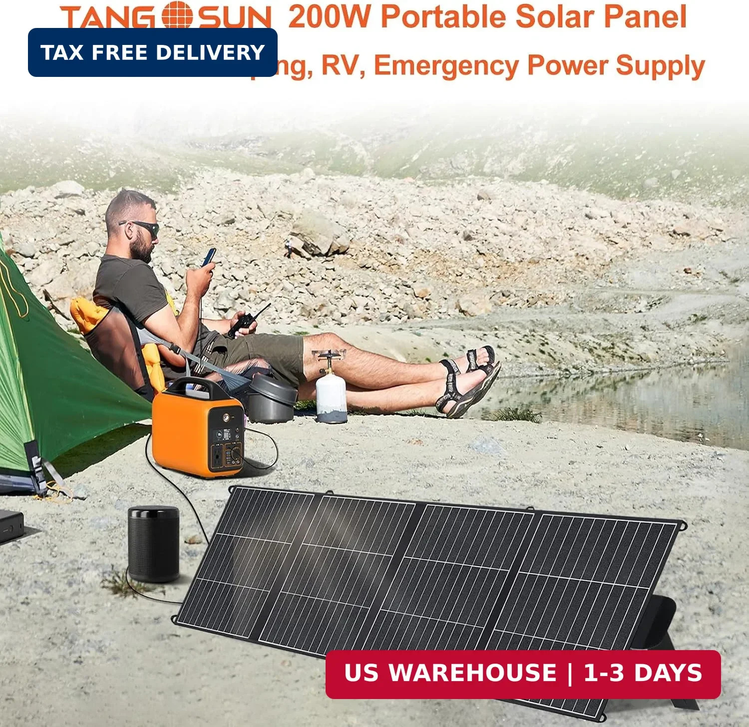 200W Portable Solar Panel for Power Station 25% Efficiency HPBC Cells ETFE Folda