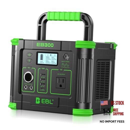 Portable Power Station, 330W 288.6Wh Solar Generator 60W USB-C PD, 5W Green
