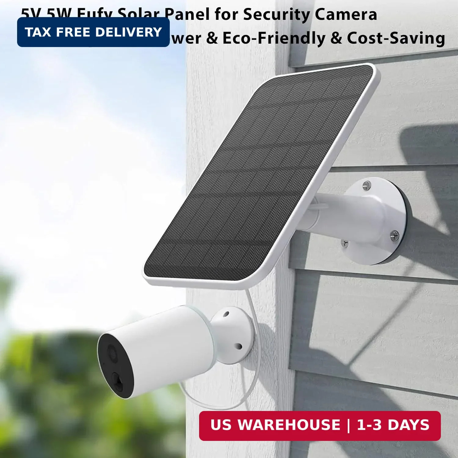Solar Panel for eufy Camera, 5W Solar Panel Compatible with eufyCam 2/2 Pro, 2C/