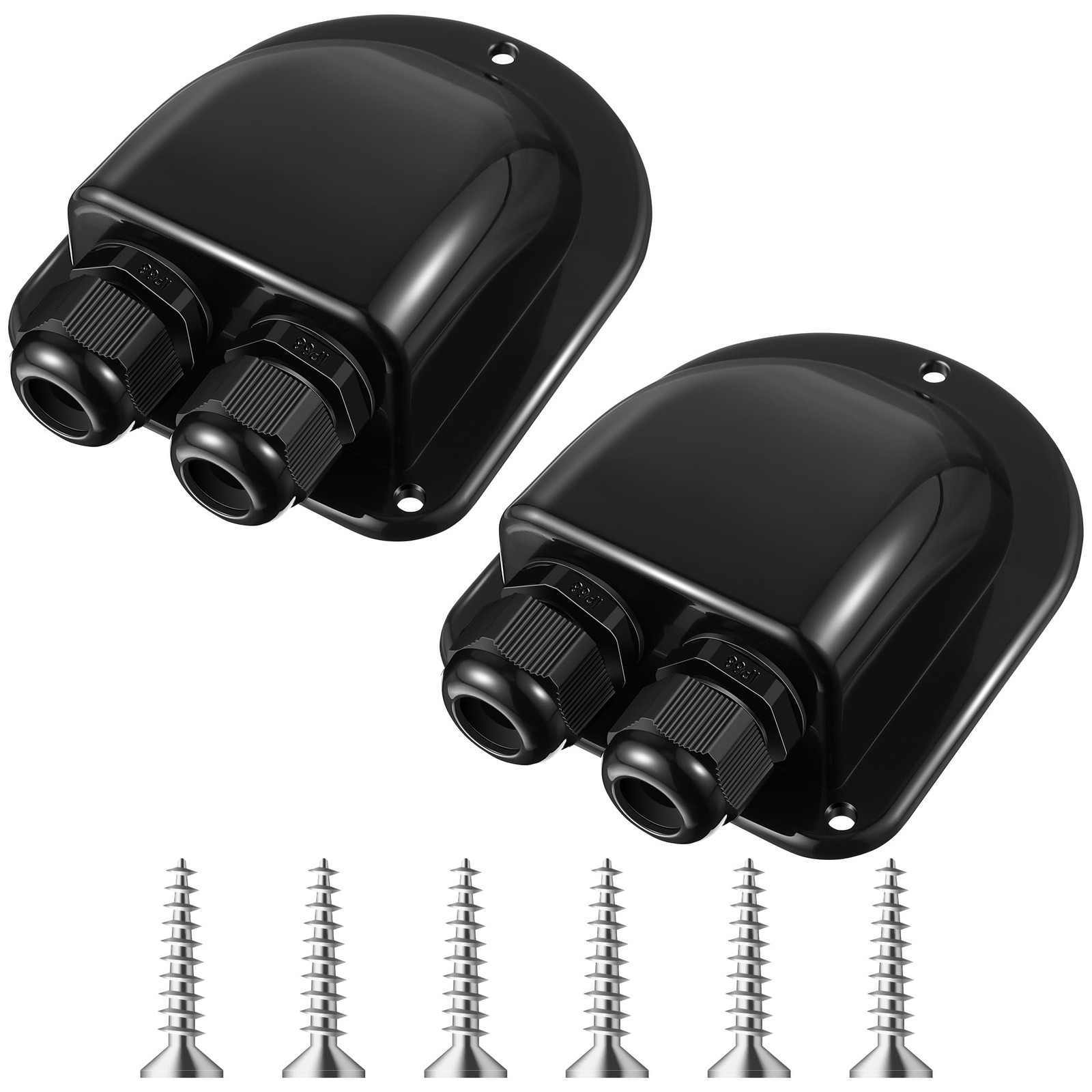 2 Pack Solar Cable Entry Gland, Weather Resistant Solar Gland, Dual Cable Ent…
