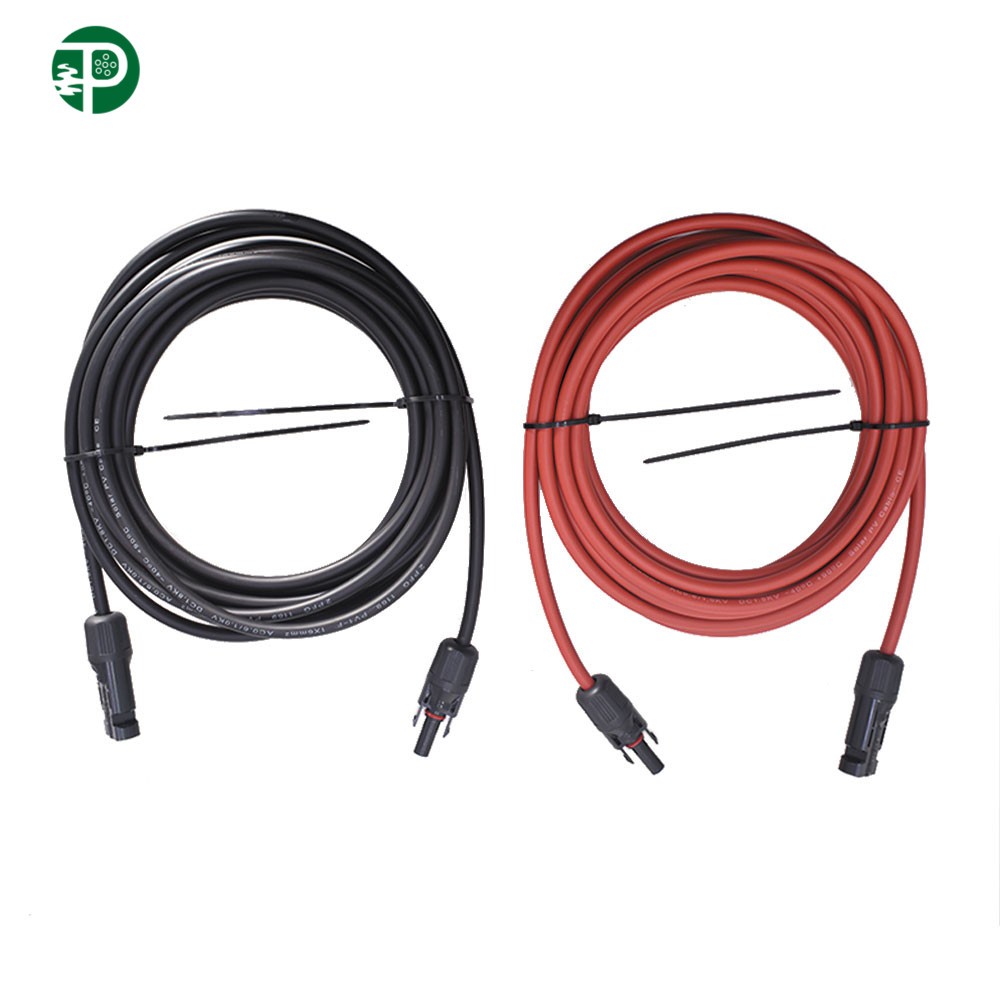 Black and Red Solar Panel Extension Cable Wire Connector 12/10 AWG 1 pair