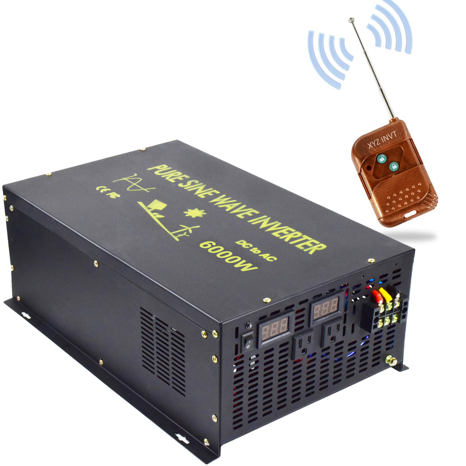 Pure Sine Wave Inverter 36V to 110V 220V 6000W Power Solar Car Remote Control