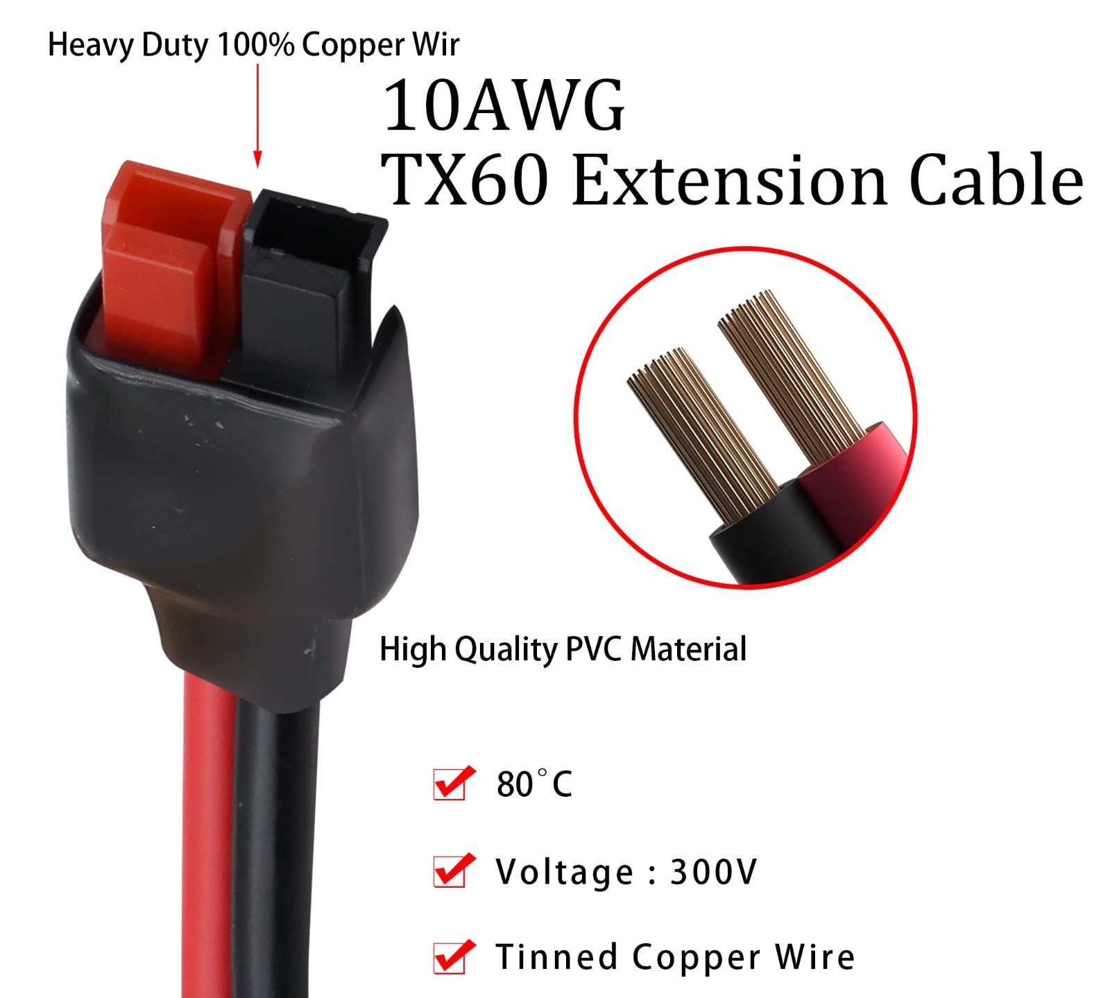10AWG Solar Panel Cable Connector to Female Adapter for RV/Van Camping 60cm