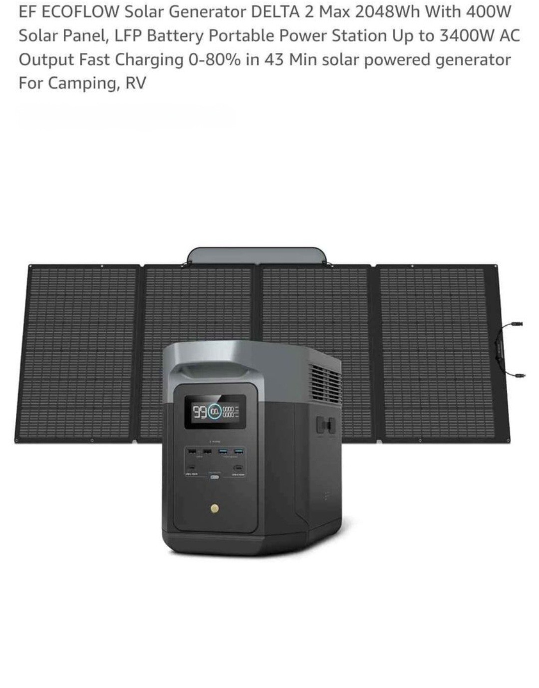 EcoFlow 3400 Watts 2048Wh DELTA 2 Max Solar Powered Generator